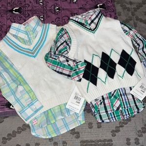 Kitestrings 🪁boy button up and matching sweater vest. NWT 🐣 Size 24 months